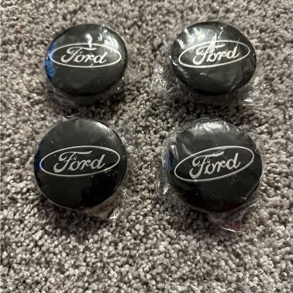 Other Set Of 4 Ford Wheel Center Caps Black 54mm Rim Emblems Hubcaps